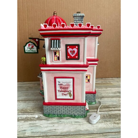 Dept 56 Cupid's Cardshop Ceramic Valentine's House in Box w/FLAWS - Picture 13 of 16